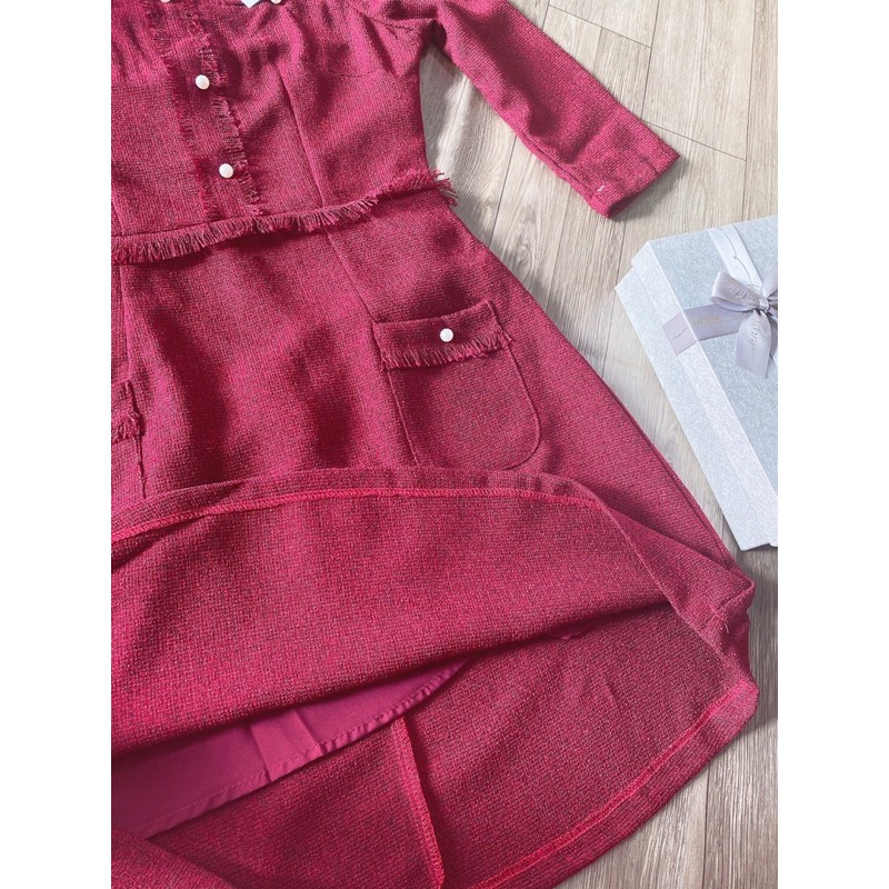 VÁY DẠ TWEED ĐỎ
