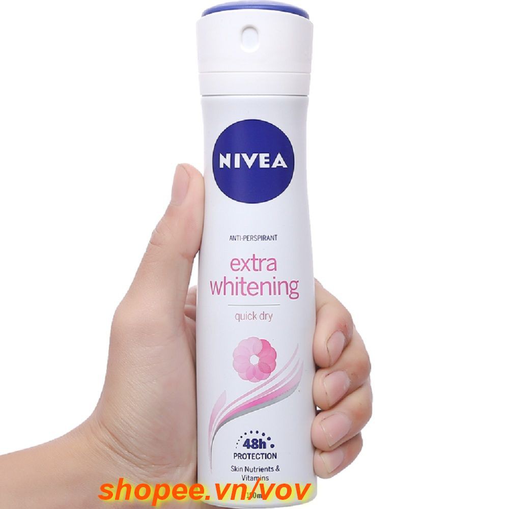 Xịt Ngăn Mùi Nữ Nivea 150ml Extra Whitening  mẫu mới 100% chính hãng.