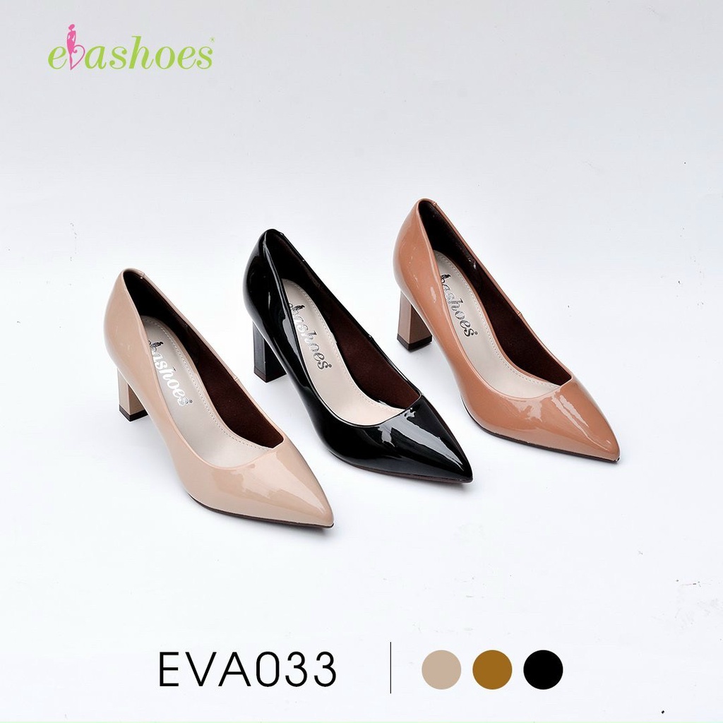 Giày cao gót da bóng đế trụ 7cm Evashoes Eva033