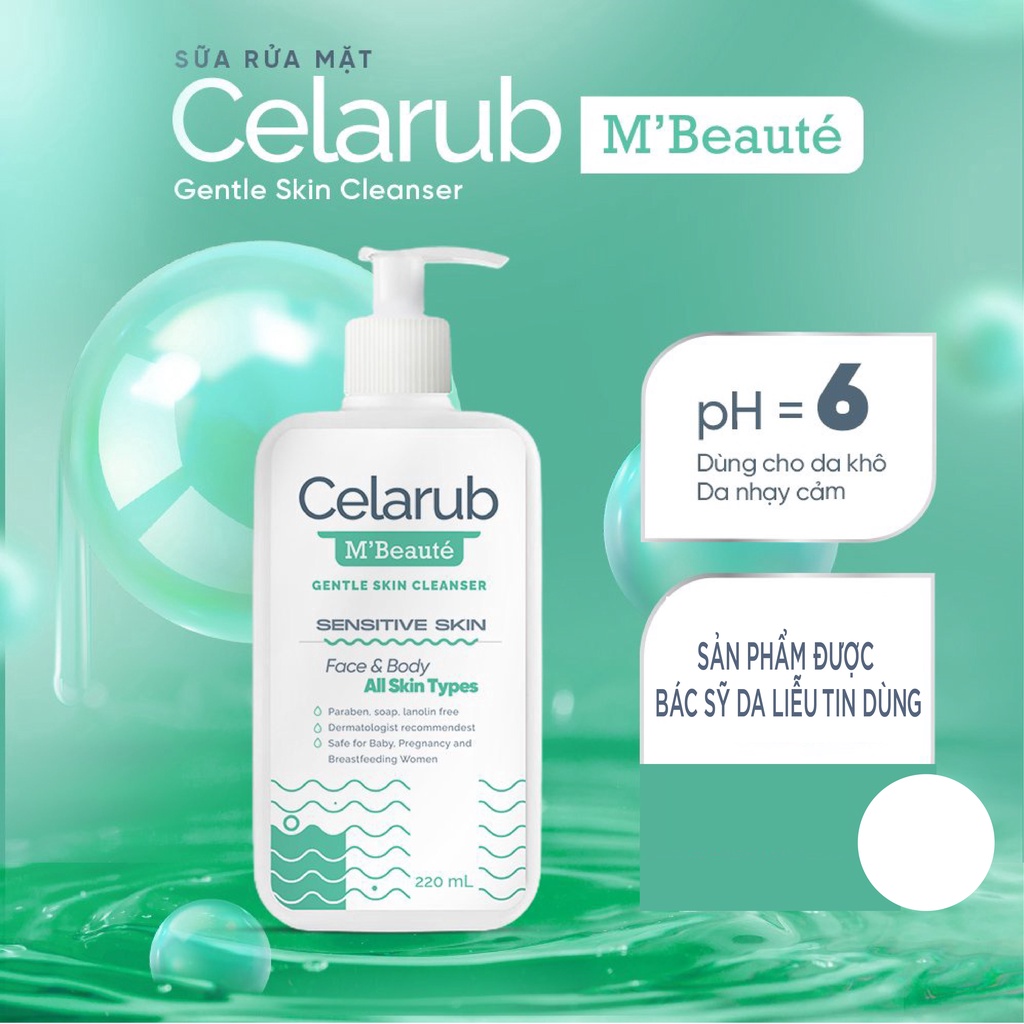 [M'SMARTY] Sữa Rửa Mặt Dịu Nhẹ Celarub Cho Da Nhạy Cảm, Da Khô, Dưỡng Ẩm, Không Chứa Xà Phòng, Cân Bằng Độ pH Cho Da 220