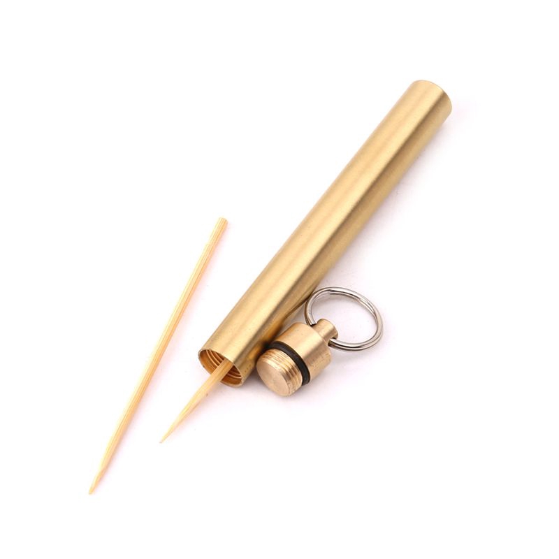 EDC Brass Toothpick Holder Waterproof Seal Bottle