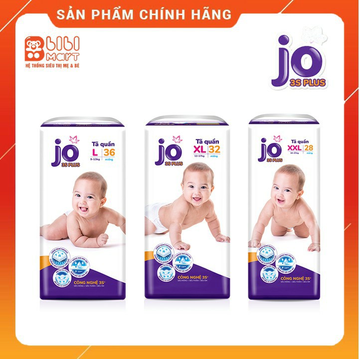 Bỉm JO 3S Plus quần M40,L36,XL32,XXL28