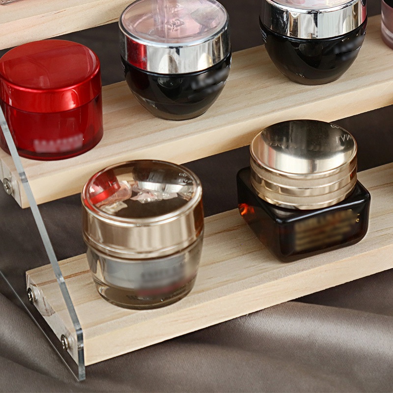 Kệ trưng bày bằng gỗ Acrylic trong suốt dáng đứng thiết kế 4 bậc cho trang sức / nước hoa