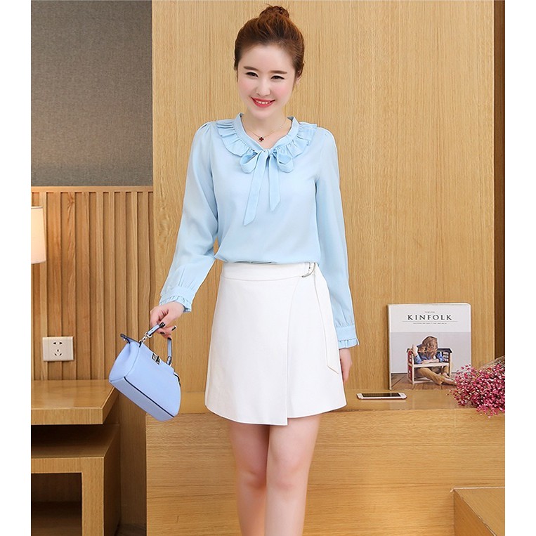 [Mã WARN20 giảm 20k đơn 150k] Áo sơ mi nữ công sở tay dài cổ bèo Lớn thanh lịch | BigBuy360 - bigbuy360.vn