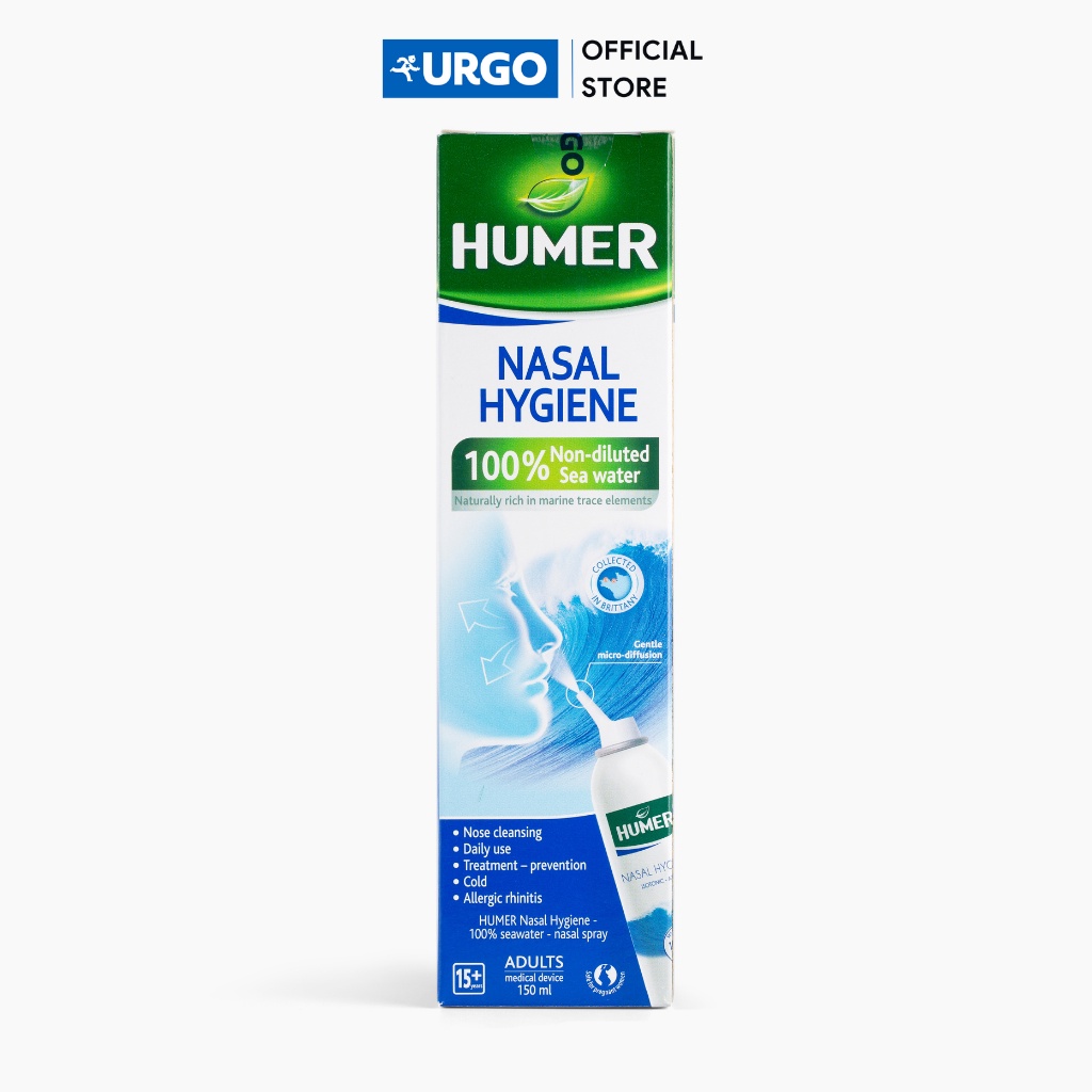 Humer - Dung dịch xịt vệ sinh mũi dùng cho Người lớn - 100% nước biển - 150ml