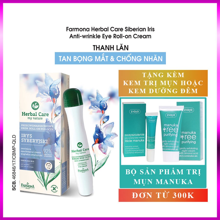 Thanh lăn mắt giảm nhăn mắt tan bọng mắt chống quầng thâm xóa nếp nhăn mắt Anti Wrinkle Eye Cream Roll, FARMONA,Balan