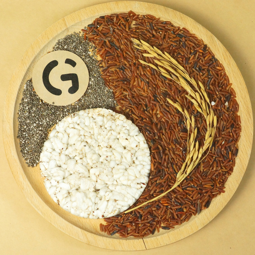 Bánh gạo lứt ăn kiêng GUfoods (510g = 54 bánh) - Các vị Yến mạch, Huyết rồng, Tím than, Mix 3 vị, Hạt chia và Hạt quinoa | BigBuy360 - bigbuy360.vn