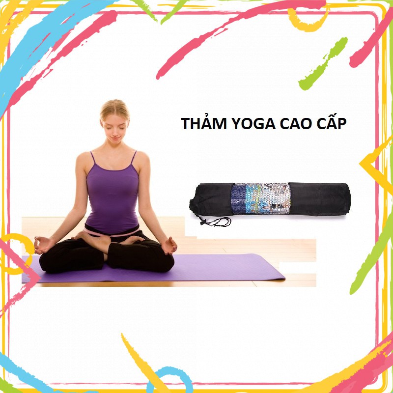 THẢM TẬP YOGA MÚT XỐP 2 MẶT TẶNG KÈM TÚI LƯỚI