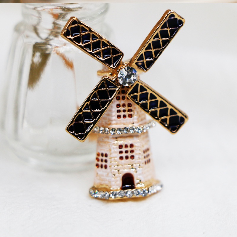 Ghim cài áo hình cối xay gió sáng tạo thời trang cho nữ