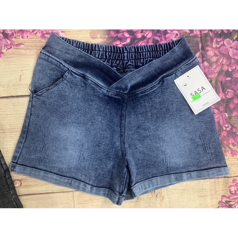 2. Quần Đùi Sooc Jean Hàng Loại 1 Cực Mát Siêu Đẹp Size từ s đến 3x Cạp Chéo - Bầu Mỹ Ngọc