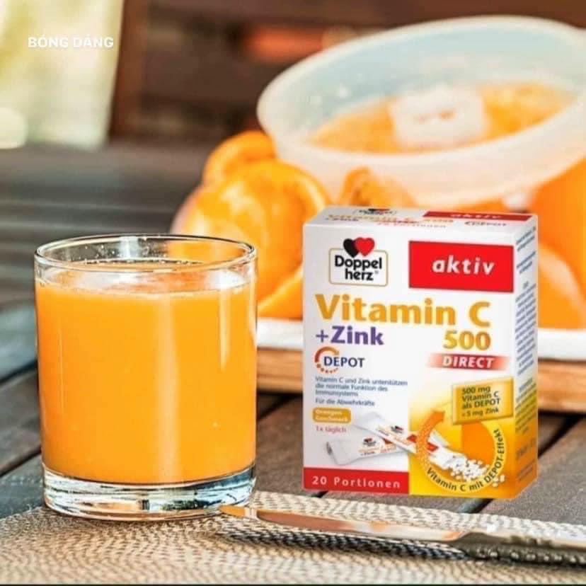 Viên bổ sung vitamin C ⚡ CAM KẾT HÀNG CHUẨN ⚡ Vitamin C 500 DIRECT + Zink Giúp Tăng Cường Đề Kháng - Hàng nội địa Đức