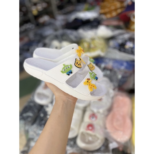 dép bánh mì 2 quai gắn sticker, dép lê nữ