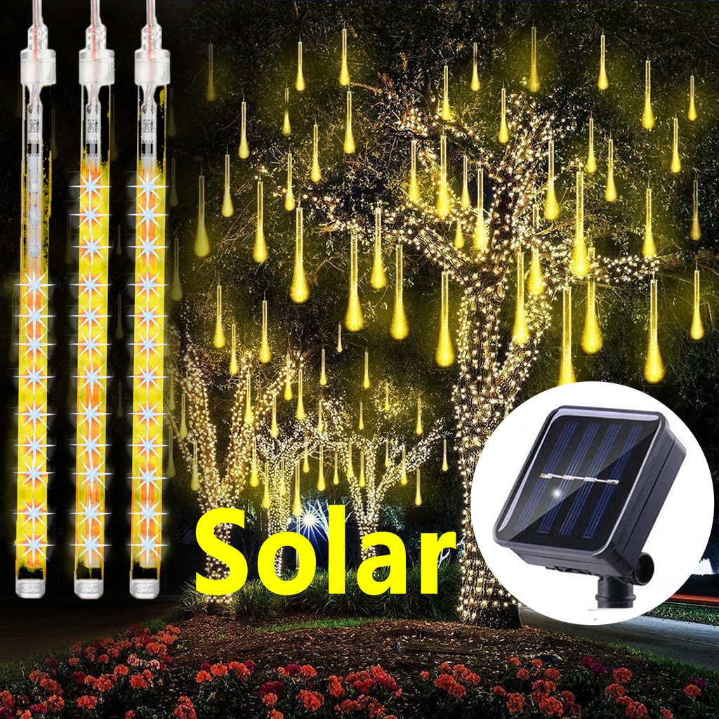 Dây Đèn LED Mưa Sao Băng Sử Dụng Năng Lượng Mặt Trời Chống Thấm Nước Trang Trí Sân Vườn