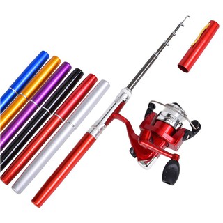 Combo bộ cần câu bút mini máy đứng 1m (gồm cần + máy + dây câu), cần bút bi câu cá giá rẻ