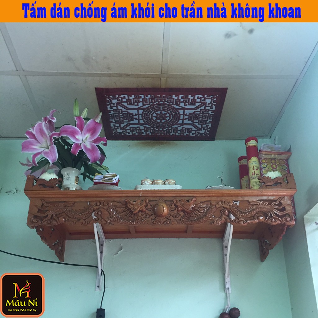 TẤM CHỐNG ÁM KHÓI dán phòng thờ [ cho Đèn bàn thờ ], dán lên trần nhà, không phải khoan, Kích thước 41cm x 61cm