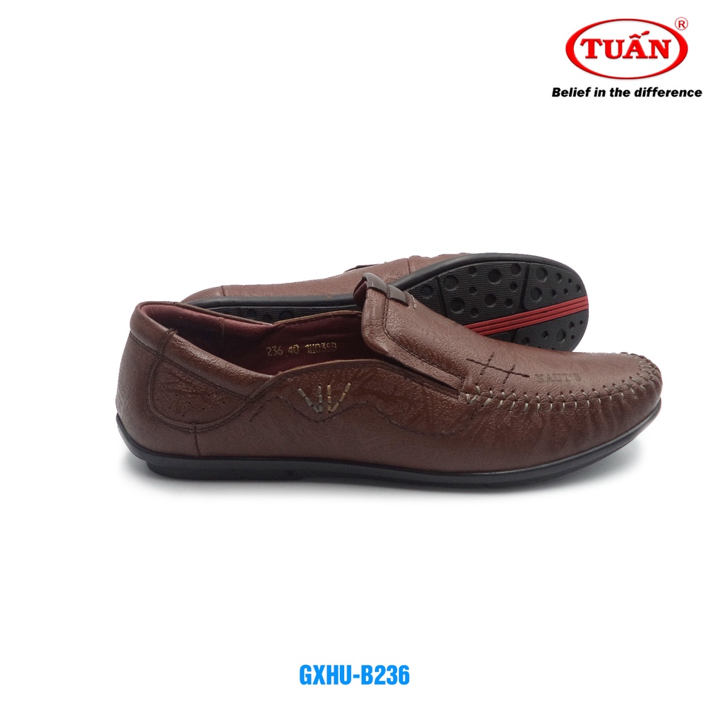 Giày lười nam giày mọi quai da bò đế cao su thương hiệu Tuấn GXHU-236