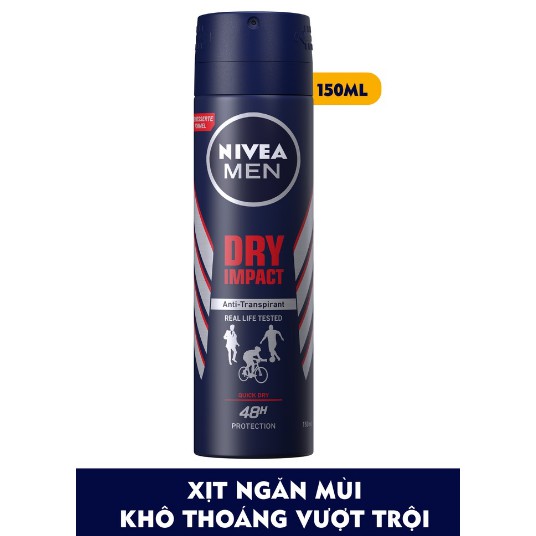 Xịt ngăn mùi NIVEA MEN Dry Impact khô thoáng (150ml)