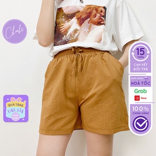 Quần đùi nữ Choobe vải đũi cao cấp short cạp chun năng động thoáng mát QS06