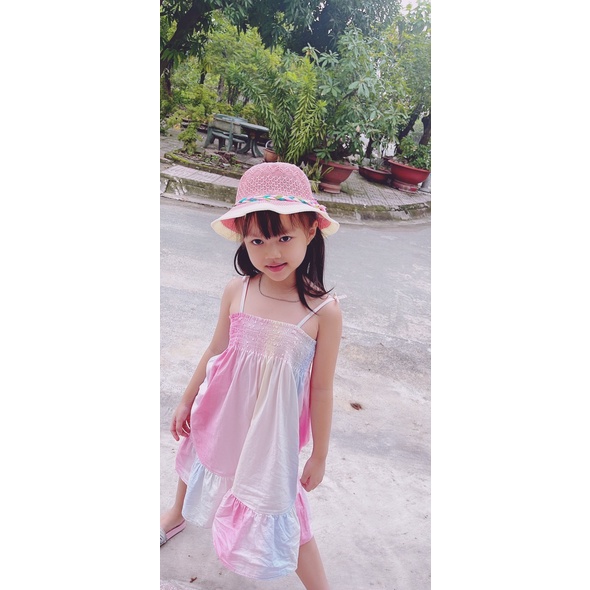 Mũ rộng vành vong hoa tua rua dễ thương cho bé(2-4 tuổi)