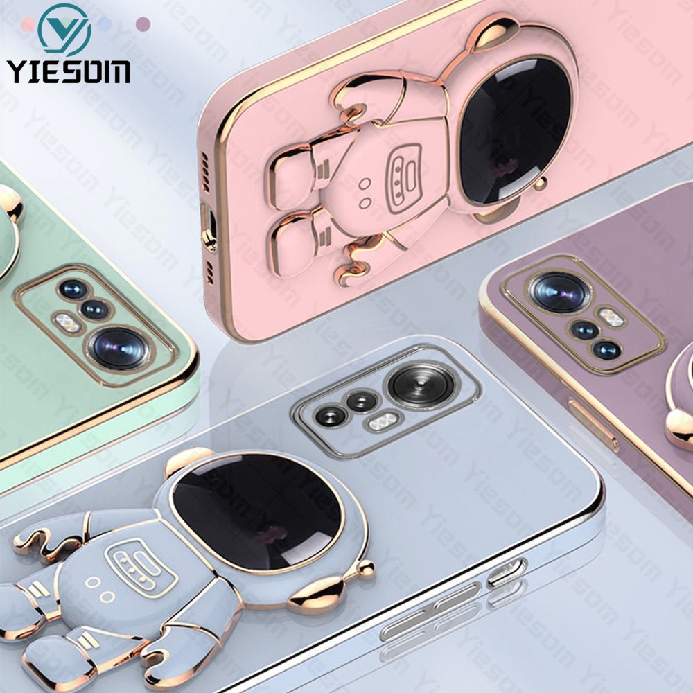 Ốp Điện Thoại Silicon Dẻo Vuông Mạ Màu Sang Trọng Có Giá Đỡ Cho Xiaomi 12 11T 10T 12T Pro Mi 11 12 Lite 5G NE