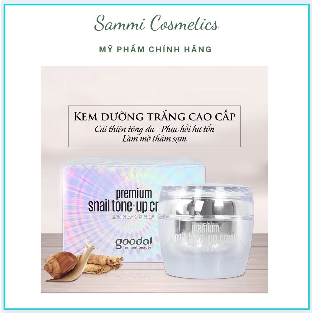 [CHÍNH HÃNG]♥ Kem dưỡng trắng Ốc Sên Goodal Premium Snail Tone-Up Cream♥ 50G♥