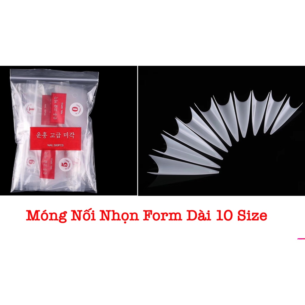 Túi Móng Nối ( Móng Tip ) Form Nhọn Dài Hàn Quốc 500 Móng