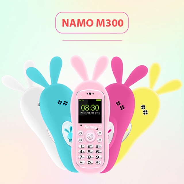 Điện thoại trẻ em 2 sim, pin lâu siêu dễ thương tặng ốp tai thỏ+ dây đeo thú