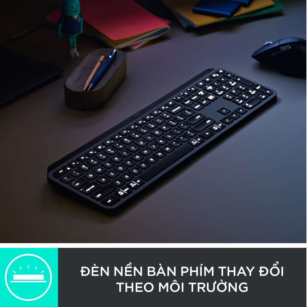 Bàn phím không dây bluetooth Logitech MX Keys - Đèn nền cảm biến, sạc nhanh USB-C | WebRaoVat - webraovat.net.vn