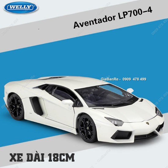 Xe Mô Hình Kim Loại Tỉ Lệ 1:24 - Lambo Aventador - Welly - Trắng - 8299t