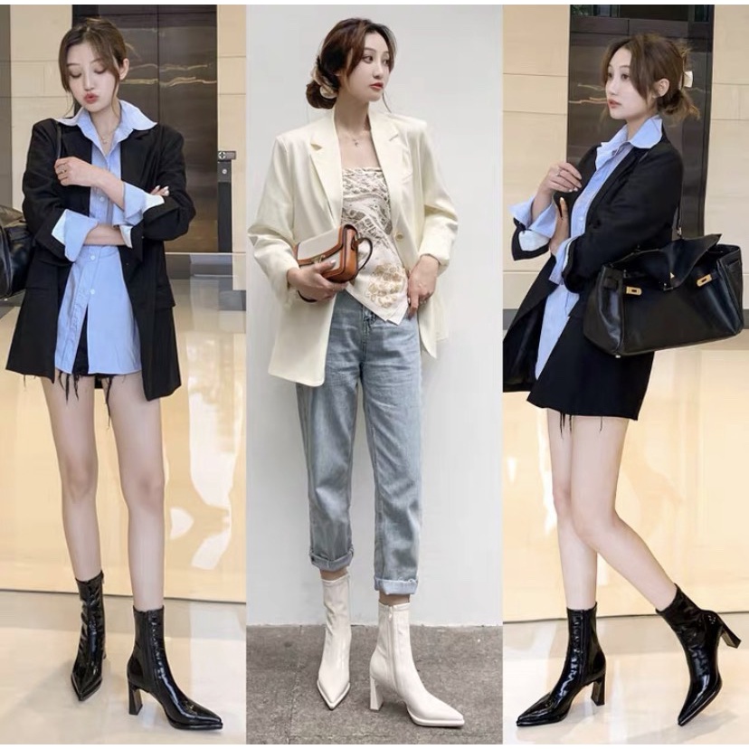 Bốt lửng gót nhỏ cao 8cm sang chảnh mùa thu đông 2023 530