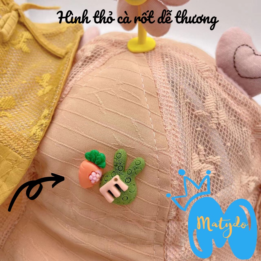 Mũ cho bé gái bé trai nón vành tròn hình hoa cotton lưới có dây rút điều chỉnh phụ kiện cho bé từ 0-2 tuổi