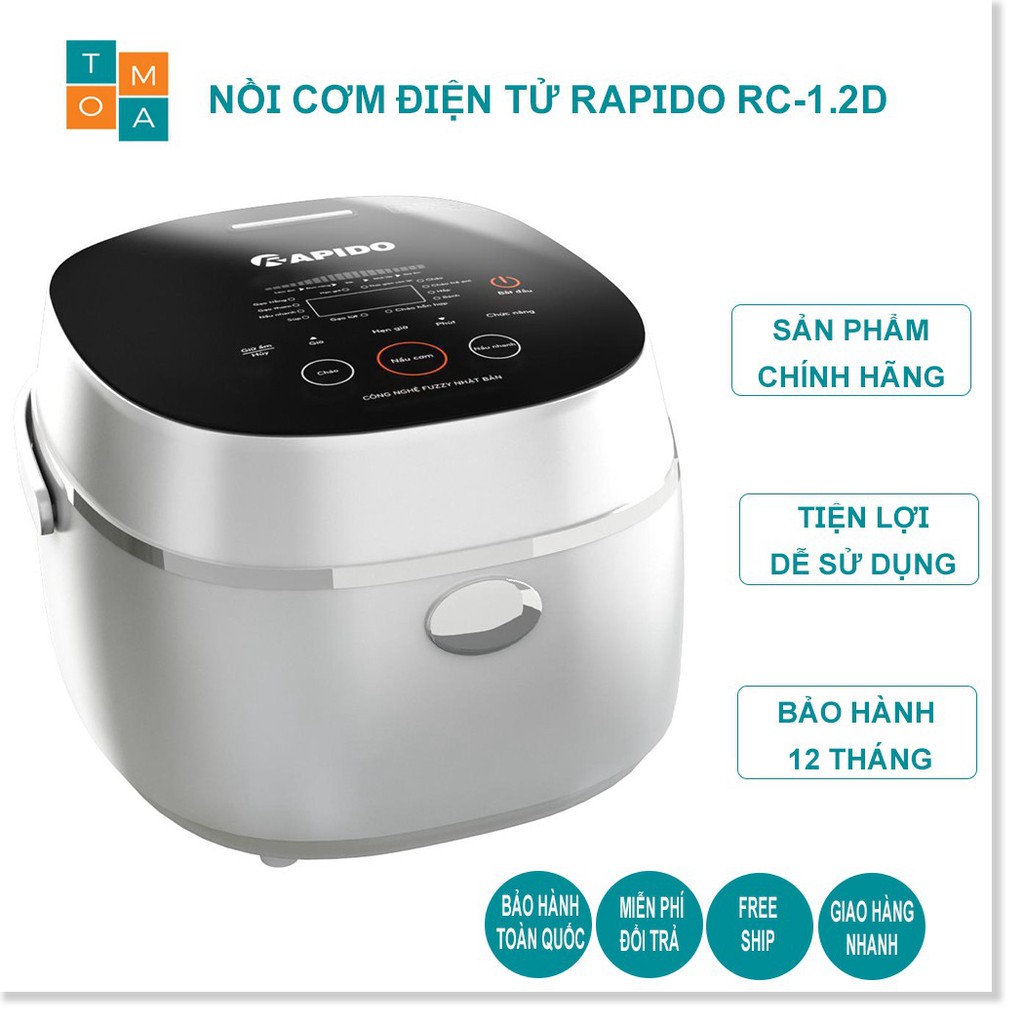 Nồi Cơm Điện Tử Rapido RC-1.2D Công nghệ Neuro fuzzy Nhật Bản 10 chức năng nấu (1.2L - 500W - Hàng chính hãng)