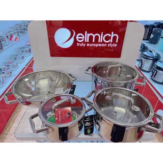 Bộ nồi inox liền khối Elmich Trimax ECO EL-8002 size 16, 20, 22, lẩu xào 28cm