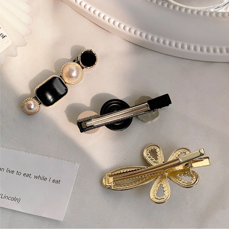 Bộ 5 Kẹp Tóc Hình Gấu Hoạt Hình Đính Ngọc Trai Phong Cách vintage Hàn Quốc