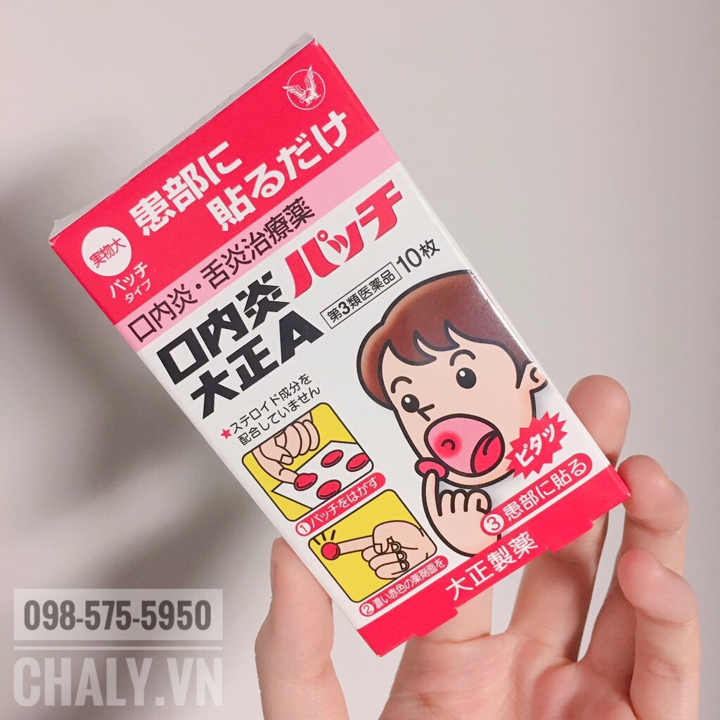 Miếng dán nhiệt miệng lở miệng Taisho hộp 10 miếng Nhật