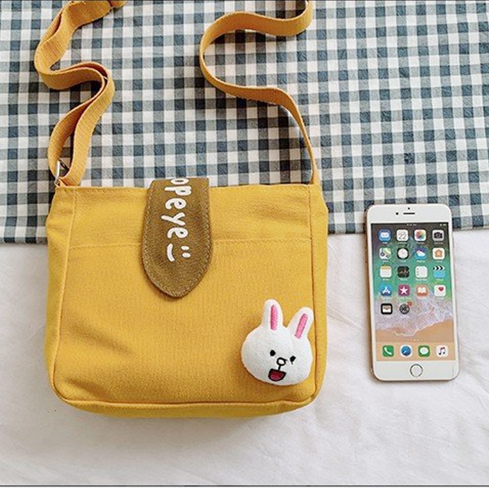 Túi đeo chéo Canvas nhỏ gọn tiện lợi - Túi đi học thiết kế phong cách Hàn Quốc xinh xắn