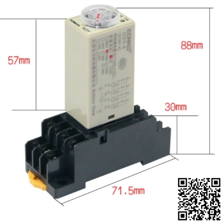 Timer mini H3Y-2 Rơ le thời gian 8 chân nhỏ 12VDC  tặng kèm chân đế PYF08A