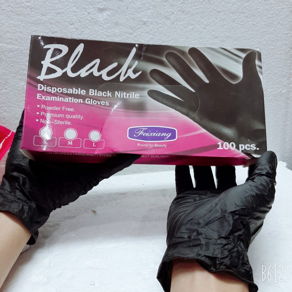 Găng tay không bột Black (đen) 1 hộp (50 cái) không vỏ hộp