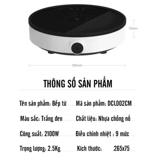 Bếp điện từ Xiaomi Mijia DCL002CM Youth - 9 Mức Độ Nhiệt Khác Nhau - Hàng Chính Hãng