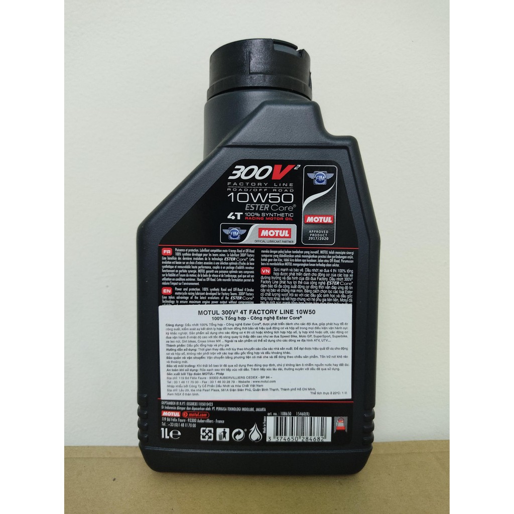 Nhớt Xe Số Motul 300V² 4t Factory Line 10w50 12x1l Ap (1L)