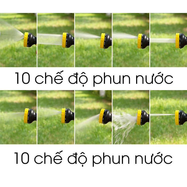 Bộ vòi xịt đầu to tưới nước rửa xe full phụ kiện 5 trong 1, có 10 chế độ phun nước bền đẹp