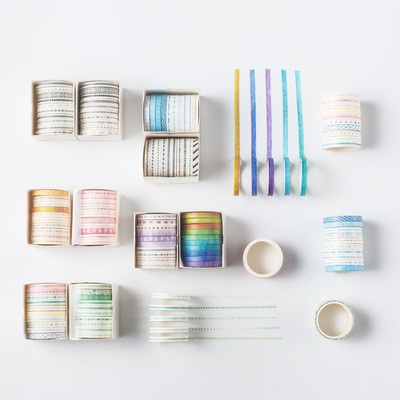 Set 10 cuộn băng dính giấy, washi tape cute khổ nhỏ