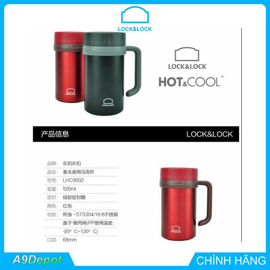 ??? Ca Giữ Nhiệt Basic Table Mug Lock&Lock LHC9002B (500ml) Màu Đỏ-Chính Hãng