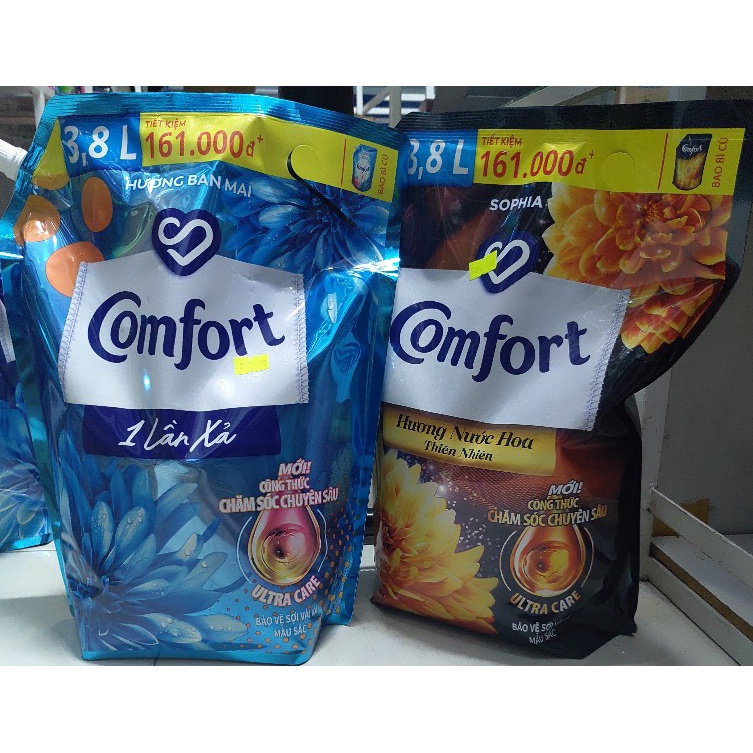 Nước xả vải Comfort 1 lần xả hương Ban Mai túi 1.8L / 3.2L - nước xả quần áo công thức chăm sóc chuyên sâu thơm l