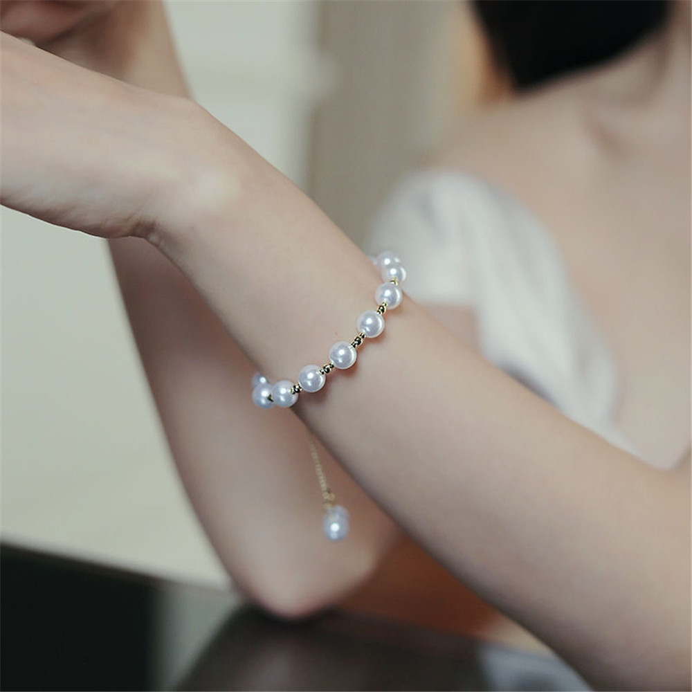 Vòng tay đính ngọc trai nhân tạo phong cách Hàn Quốc thời trang dành cho nữYanqueens Quà tặng trang sức