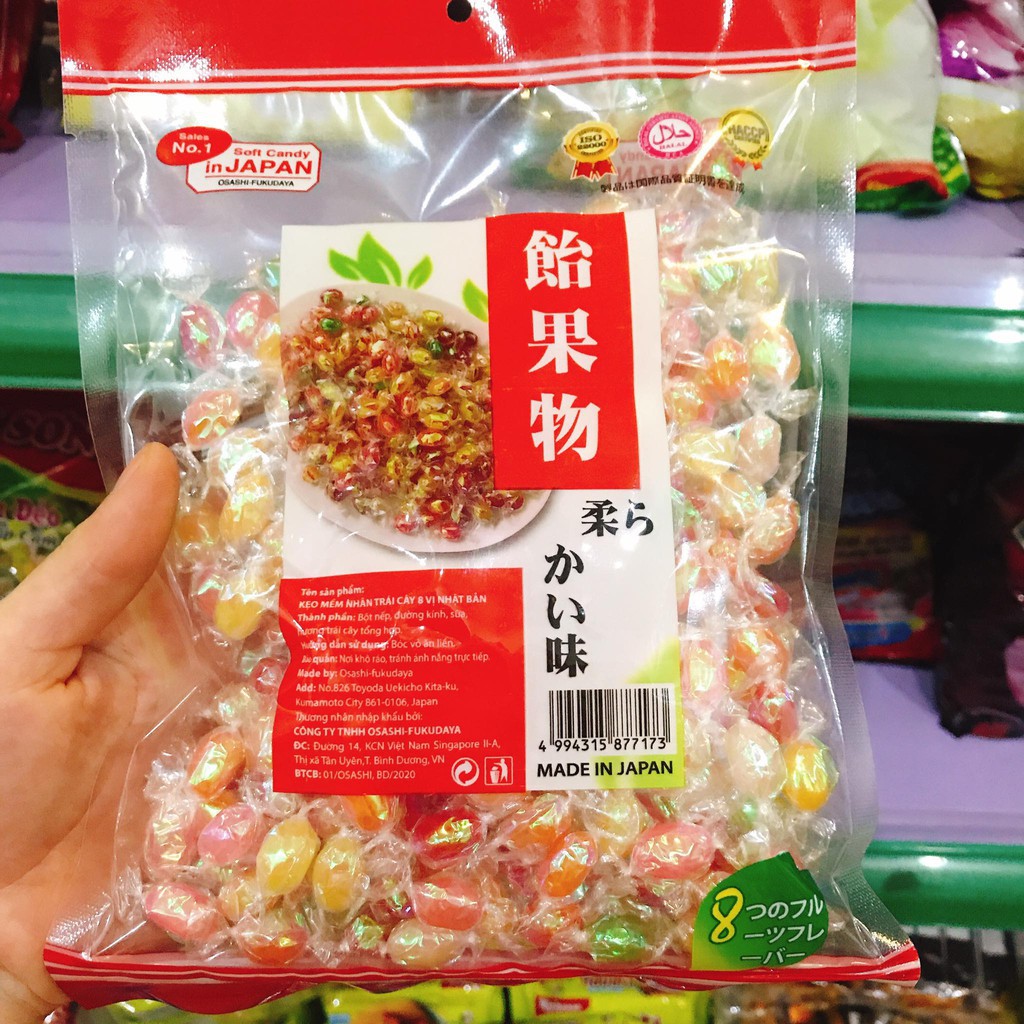 Kẹo mềm nhân trái cây 8 vị Nhật Bản 200g