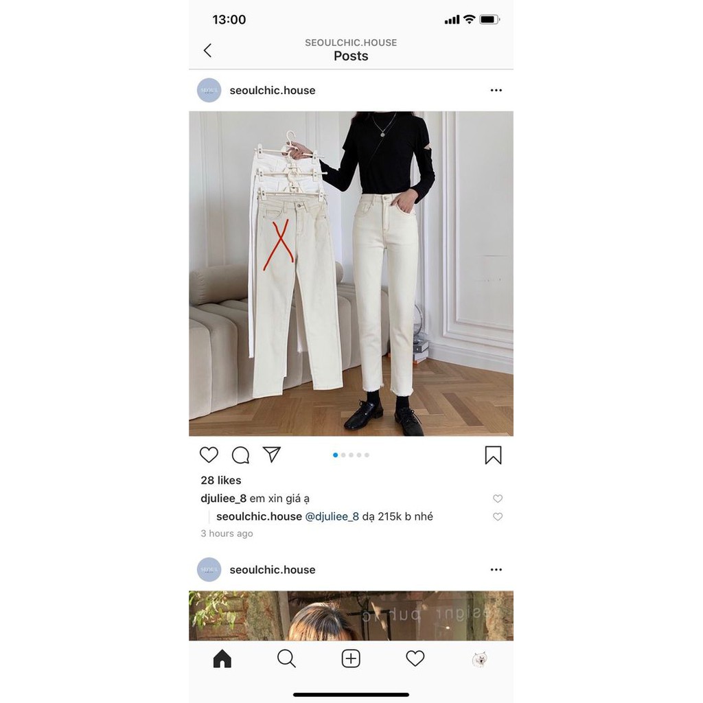 quần jeans màu beige nữ dài