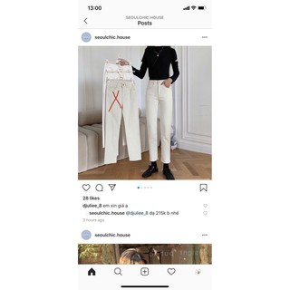 quần jeans màu beige nữ dài