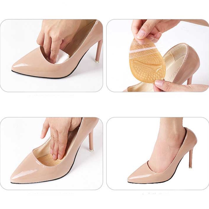 Set 2 Miếng Lót Giày Cao Gót 4D Chống Trượt Thoáng Khí Giảm Đau Thấm Hút Mồ Hôi
