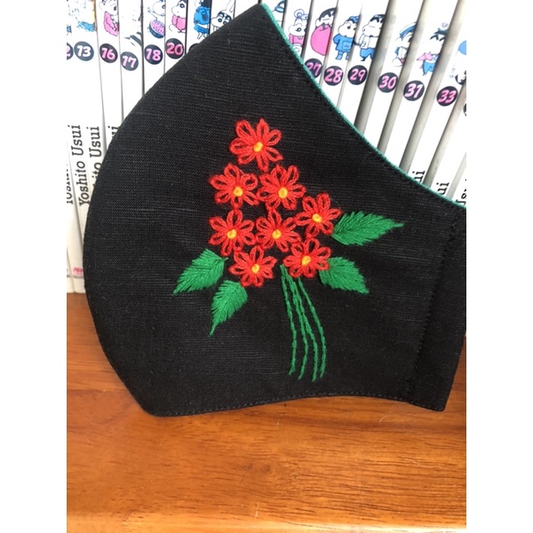 Khẩu trang thêu tay vải linen